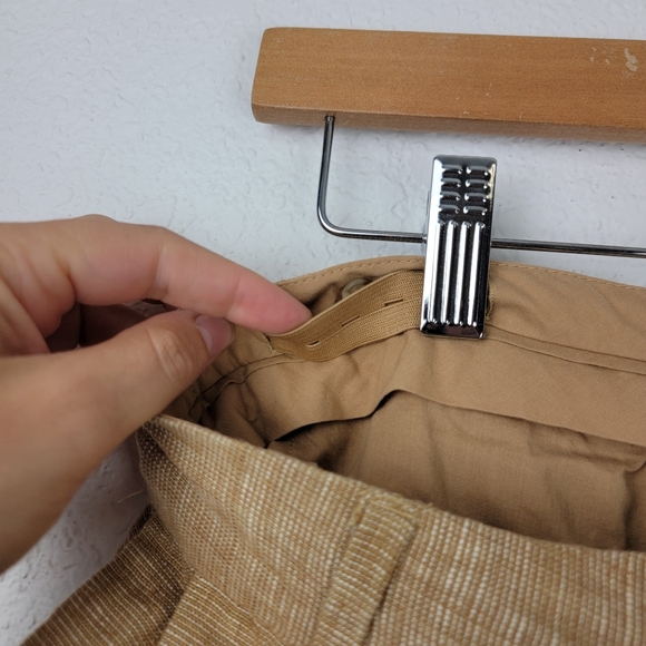 Posse Nancy Trouser in Walnut Linen Pleated Straight Wide Leg Tan Small - Picture 8 of 13
